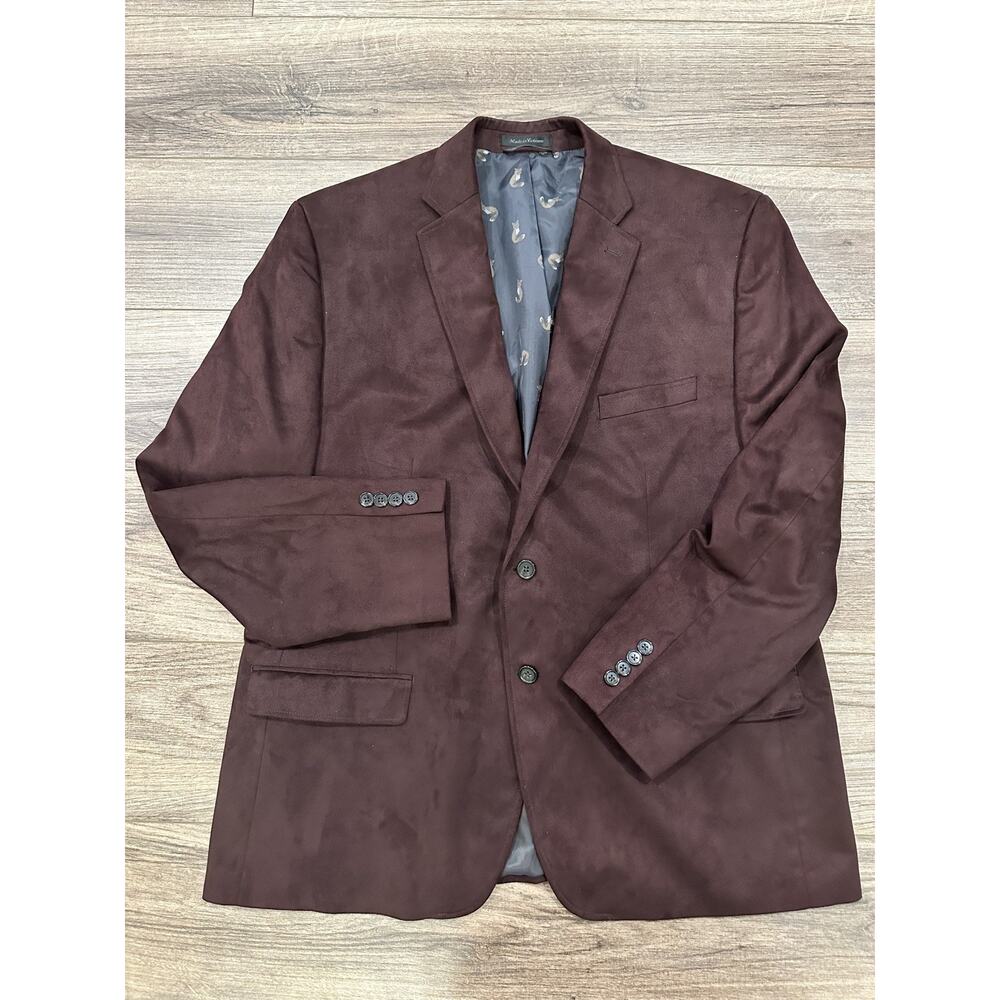 Lauren Ralph Lauren Blazer Mens 46R Burgundy Preppy Old Money Classic Velvet Fox